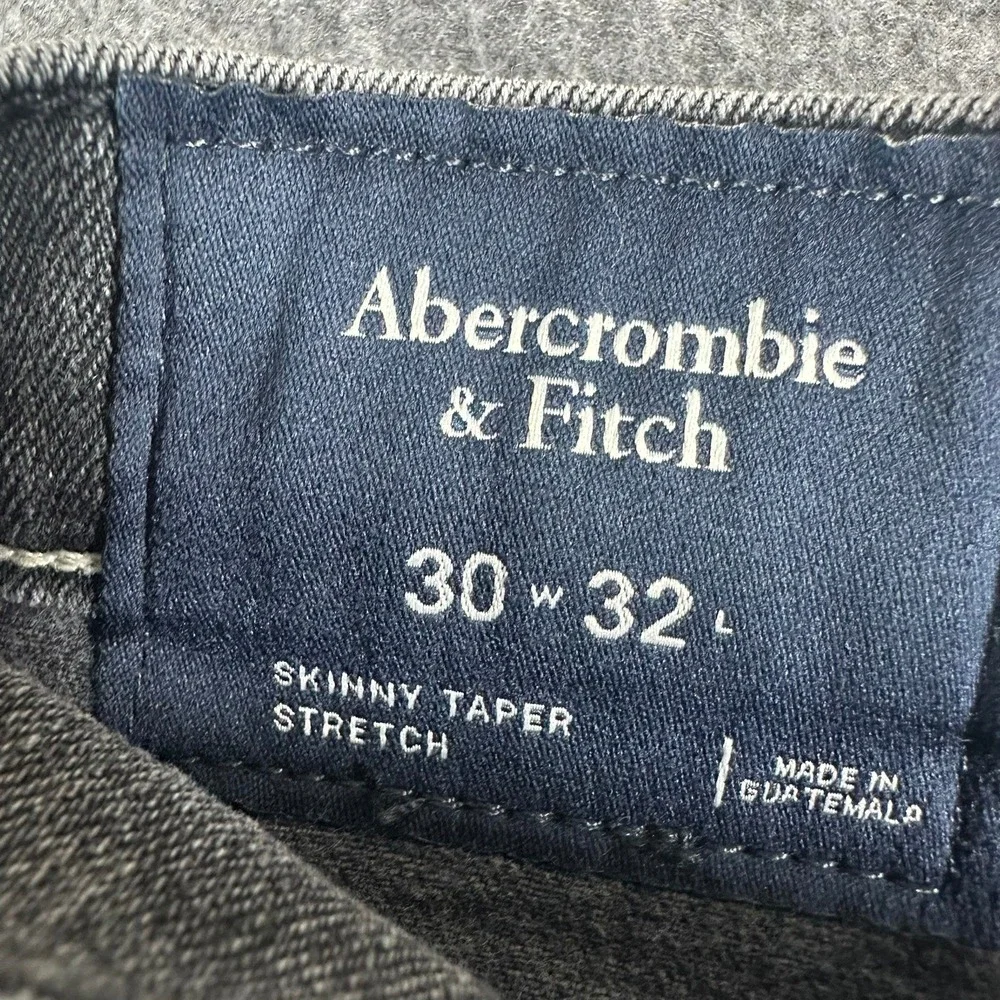 Abercrombie Fitch Mens Skinny Taper Stretch Jeans Gray Size 30W 32L Distressed‎